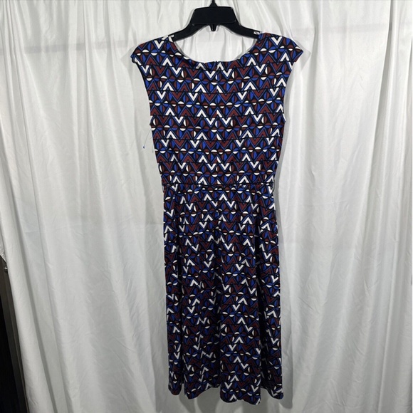 NEW $295‎ WEEKEND MAX MARA [ XS ] Thomas Geometric Tie Flare Dress In Blue - Picture 13 of 15